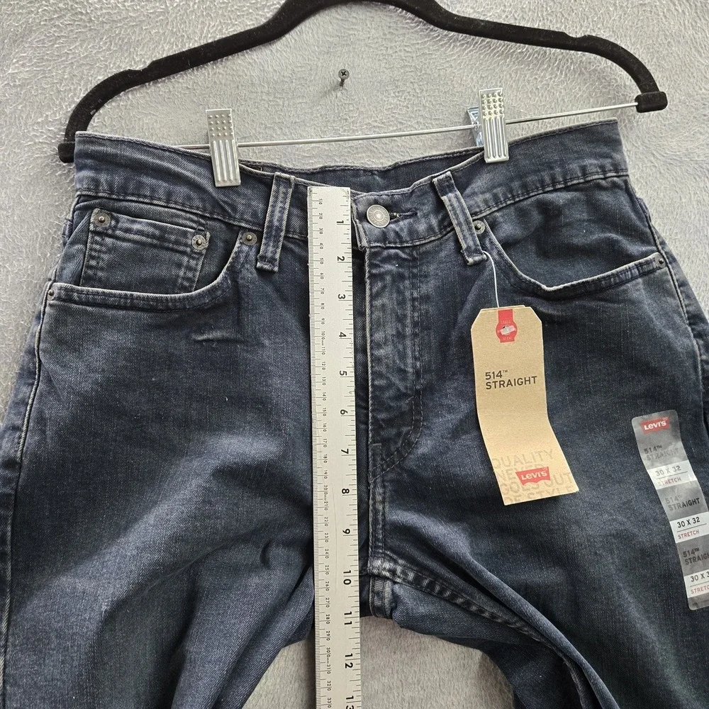 Levi's 514 Men Jeans 30X32 Dark Blue Denim Straight Button‎ 32